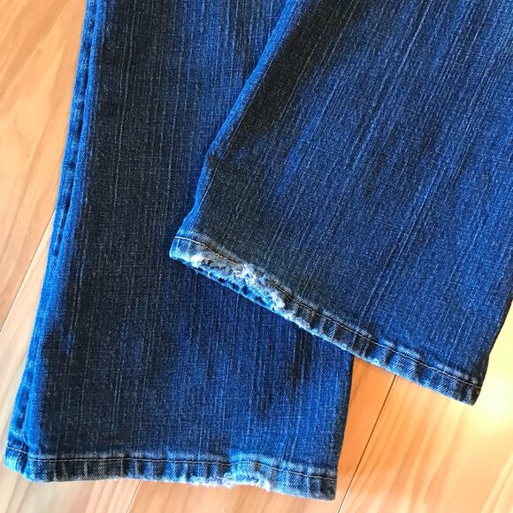 Boho Hippie Patch Jeans, Size 8 Long: Upcycled, Tropical Patchwork, Giraffes - Picture 9 of 16